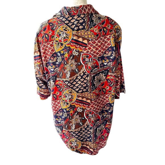 Vintage Top Button-up geometric Blouse Size XL - Picture 3 of 7